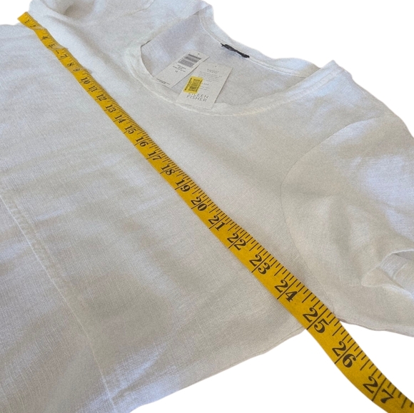 Eileen Fisher Scoop Neck Basket Crepe  Cap Sleeve Top Shirt White NWT 1X - Picture 16 of 16